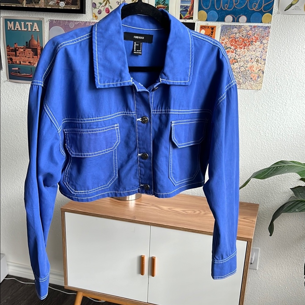 Forever 21 Blue Crop Jacket• New!